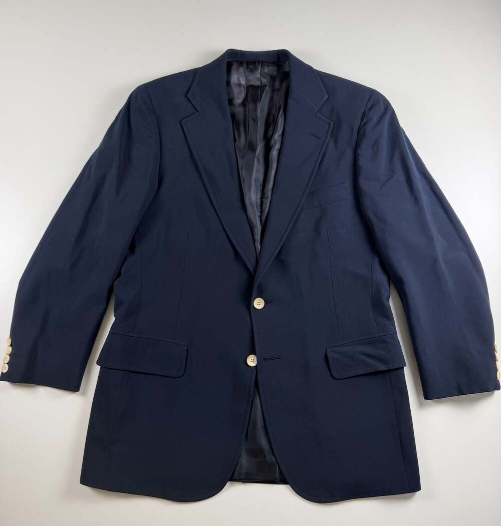 Vtg Chaps Ralph Lauren Navy Blue Wool Blazer 40S Town County Springfield MO 80s